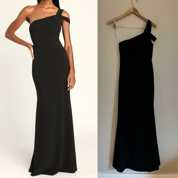 NWOT Make an Entrance Black One-Shoulder Mermaid Maxi Dress - Picture 1 of 7